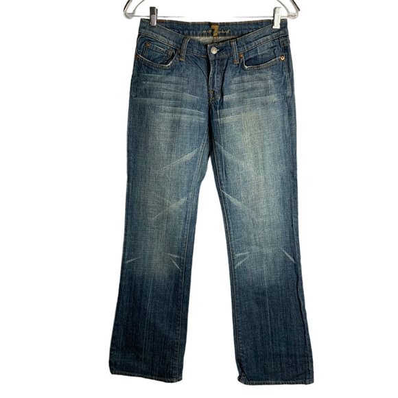 Seven for all Mankind Denim - 7 Seven for all Mankind Bootcut Jeans 27 Med Wash Denim Low Rise Pockets Stretch
